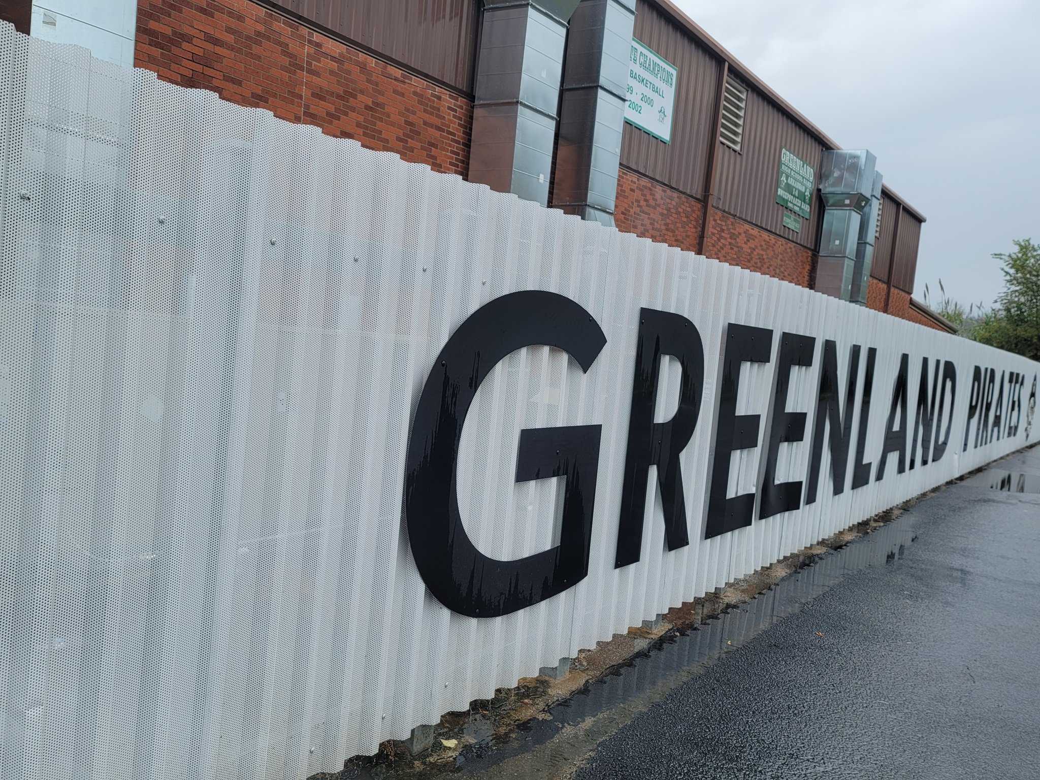 HVAC enclosure fence at Greenland School near Fayetteville Arkansas